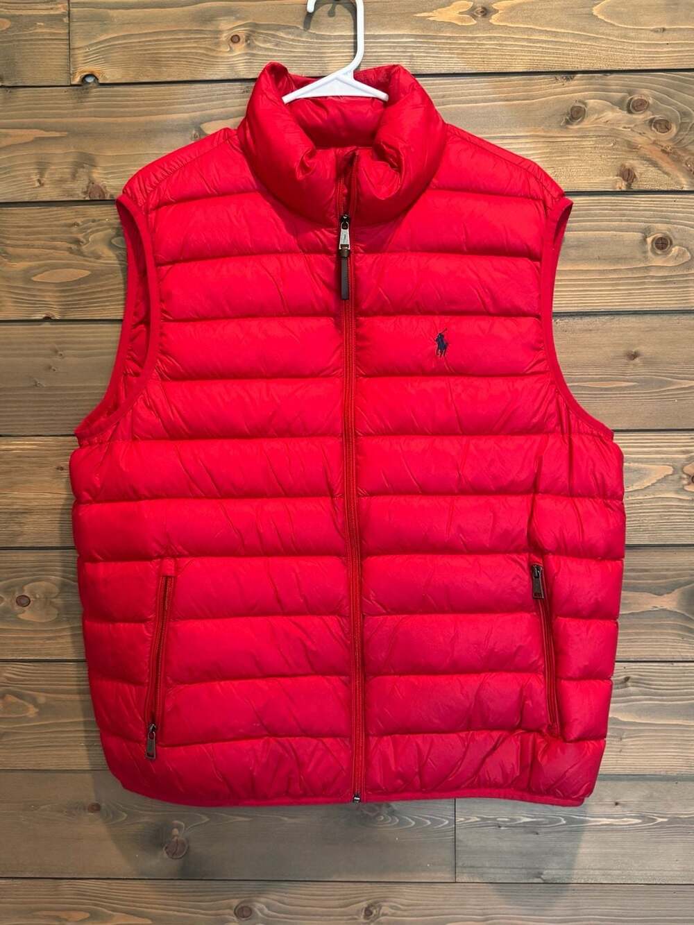 Polo Ralph Lauren Red Quilted Down Puffer Vest Full Zip Men's XL